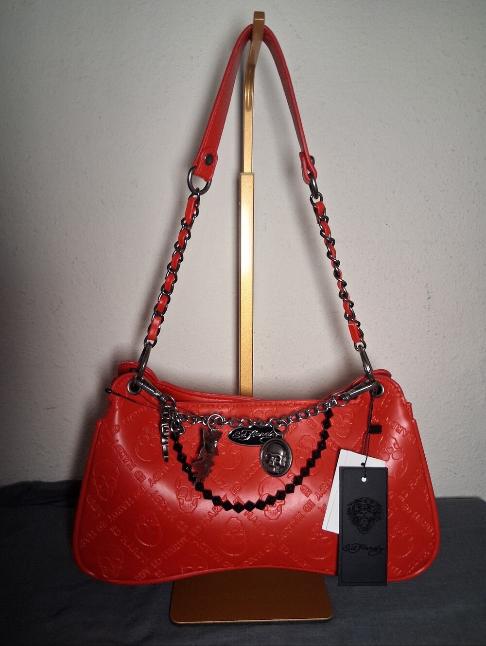 NWT Ed Hardy Red Skull Shoulder Bag